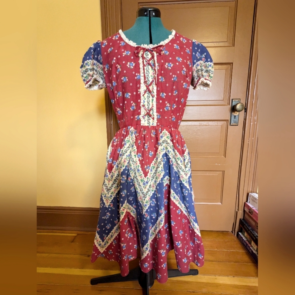 Vintage 70s Malco Modes square dance prairie dress